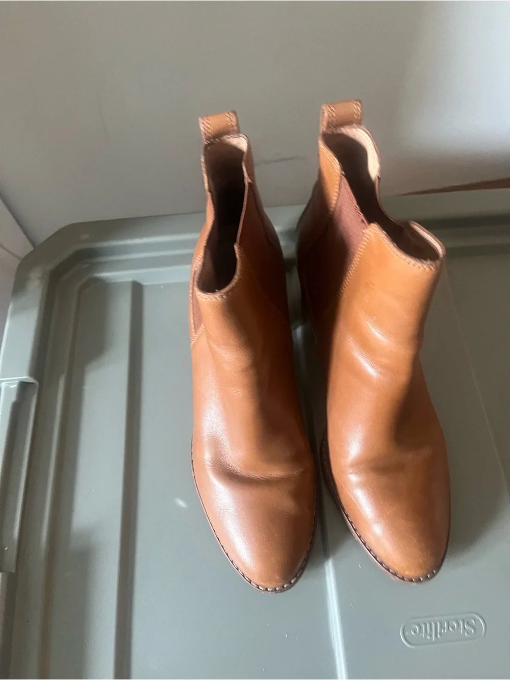 Madewell Cognac Leather Chelsea Ankle Boots